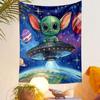 "Alien in UFO with Colorful Space Background" Patterned tapestry home decor, suitable for bedroom and living room, gift