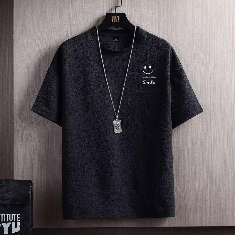 

Ice Silk Feeling Ort Sve T-irt Men s New Linen Qui Dry Color F Sve Summer Thin Loose Men s Clothing S