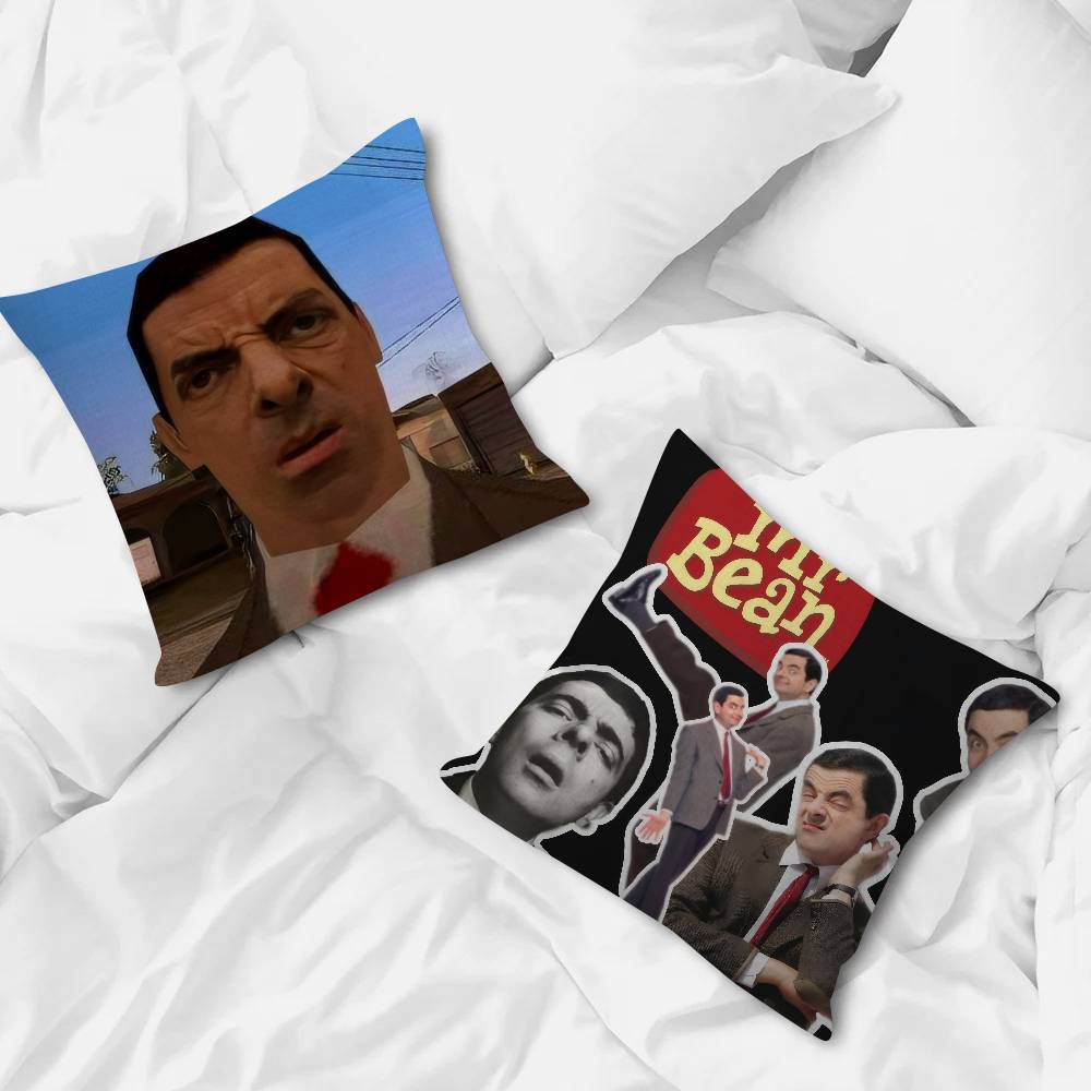 Funny Mr Bean Anime Pillow Cover For Bedroom Room And Living Room Sofa Decorative Cushion Cover