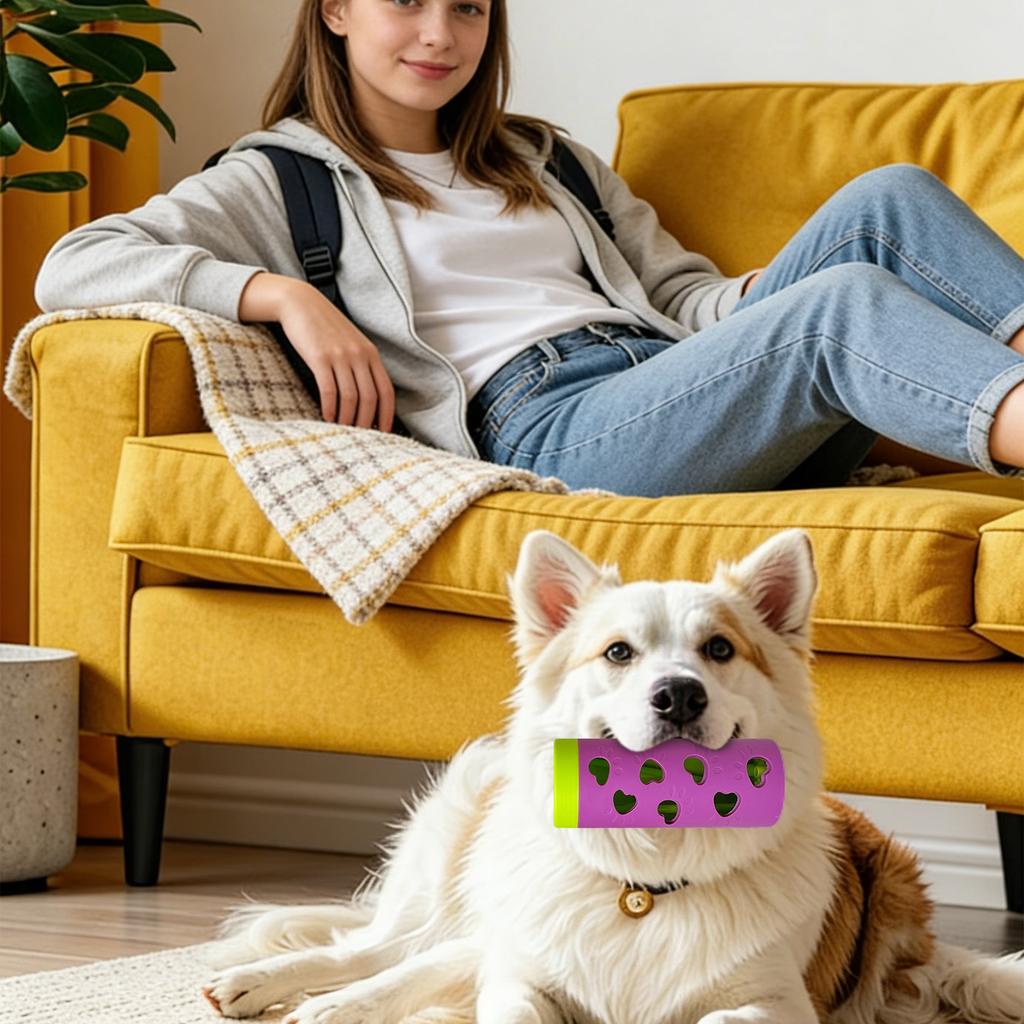 Interaktives Hunde-Spender-Rollspielzeug - Langsamfutter-Kauspielzeug für gesunde Ernährung, Langeweile-Abbau & mentale Stimulation