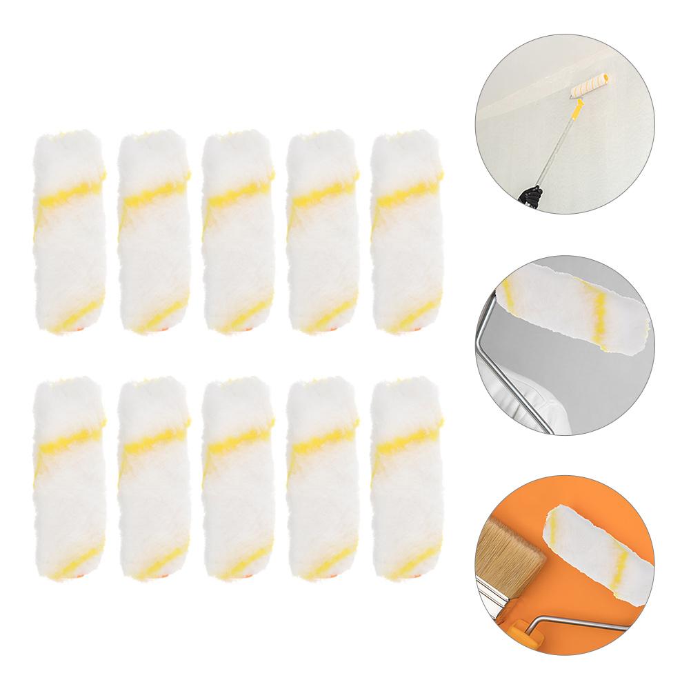 

10 Pcs 4 Inch Paint Roller Cover Rollers Brush Covers for Painting Cabinet Home Tool Kit Abs Naps