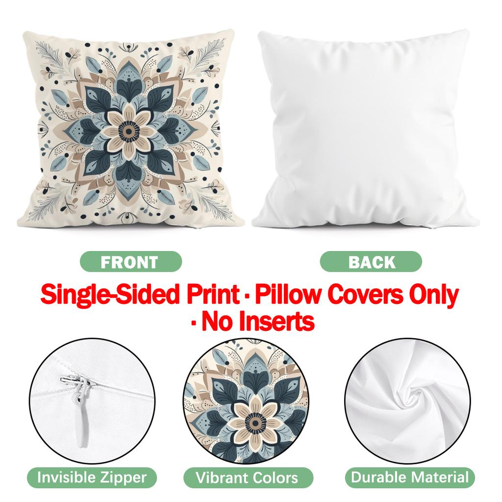 Beige Bohemian Flowers Cushion Covers Pillowcase Home Decor Bedroom Sofa Cushion Cover Living Room Car Home Decor