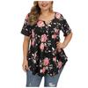 Women Plus Size Fashion Printing Short Sleeves  T-Shirt Blouse Tops