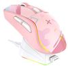 DAREU A950 Gaming RGB Charging Stand 12000 Programmable Mouse, Pink, Cute, Wireless, Ambidextrous, Lightweight, USB/2.4GHz/Bluetooth, Included, AIM-WL
