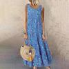 Women's Vest Dresses Summer Spring Pleated Bohemian Dresses Cute Sleeveless Flowing Beach Straight T-Shirt Tank Dresses Round Neck Dresses