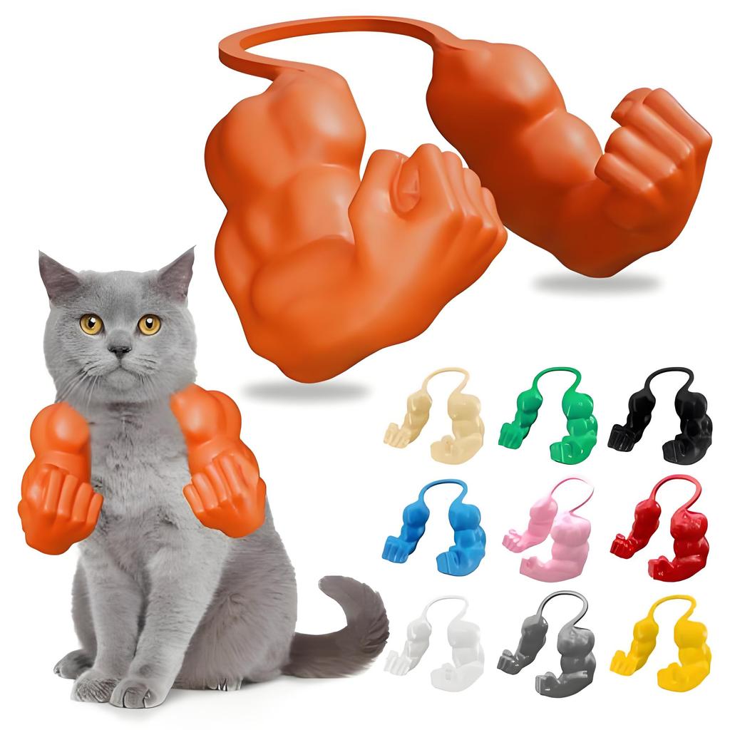 Cat Muscle Arm 3D Printed Superhero Cosplay Cat Neck Arm with Muscle for Kitten Cat Halloween Costume Accessories
