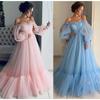 Neues Damen Europäisch-Amerikanischer Stil Schulterfrei Tüll Langarm A-Linie Hochzeitskleid Partykleid