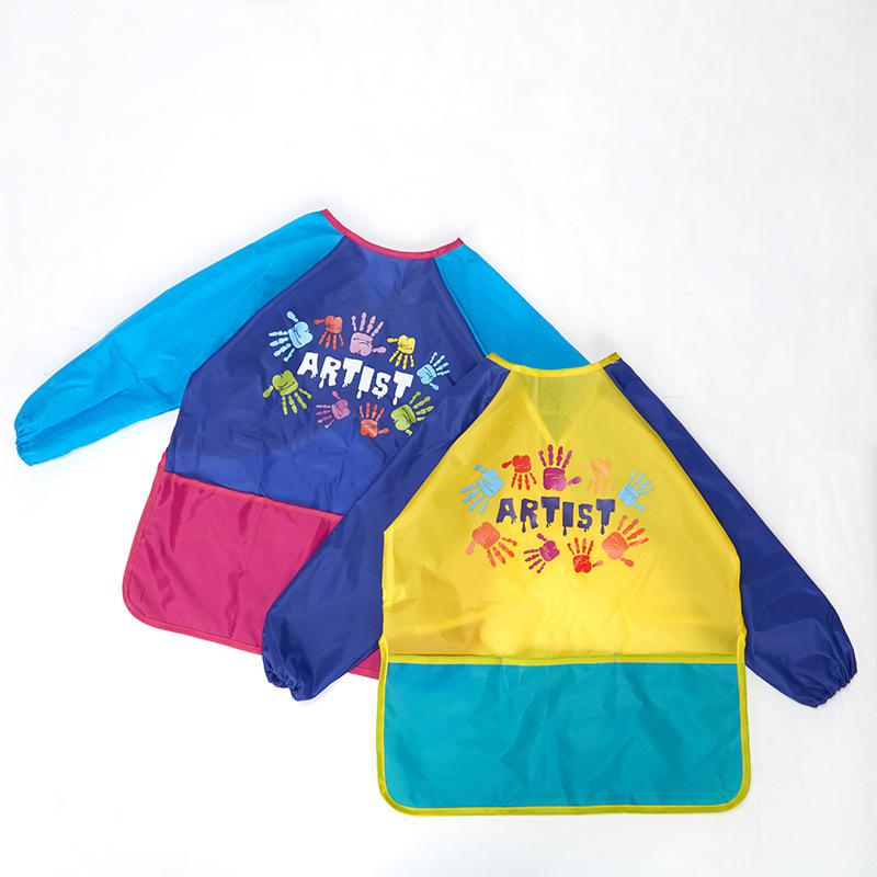 Tablier d'art à manches longues pour enfants avec poche et housse de protection pour aquarelle