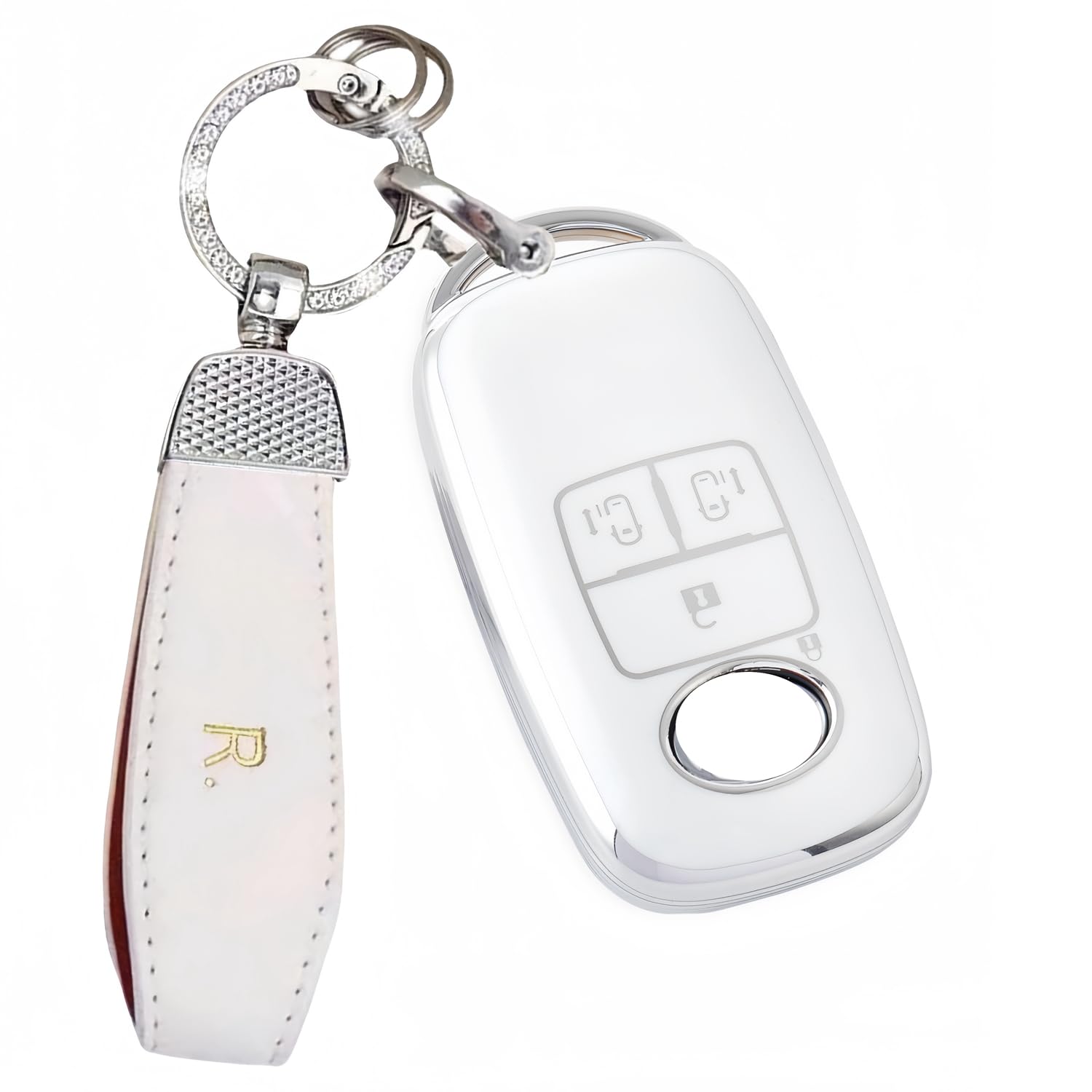 

YANMW Чехол для ключей, совместимый с Toyota Rise Daihatsu Rocky New Taft, Чехол для ключей, Вместительные боковые стороны, Сдвижной, Серебристый (Обе двери, белые)