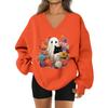 Women's V-neck Dropped Shoulder Halloween Print Sports Sweatshirt Top