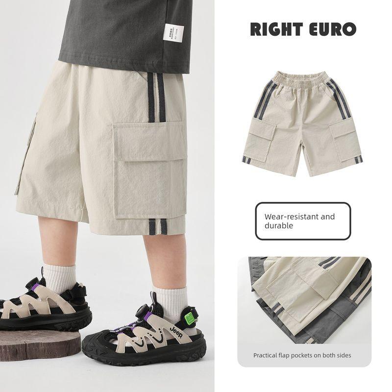 Boys  Summer Cargo Shorts Children s Summer Mid-Length Shorts Five-Point Pants 2026 New Children s Clothing Baby Summer Pants Space Gray 90