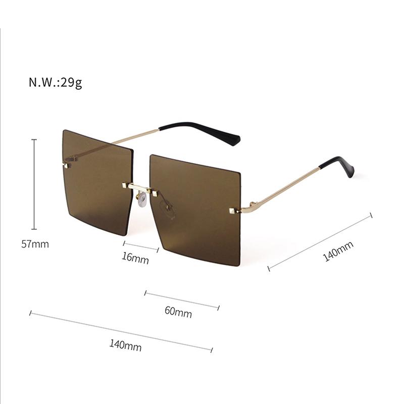 Fashion Oversized Square Rimless Sunglasses Women Men Designer Ocean Blue Pink Lens Frameless Sun Glasses Gradient Shades S30D