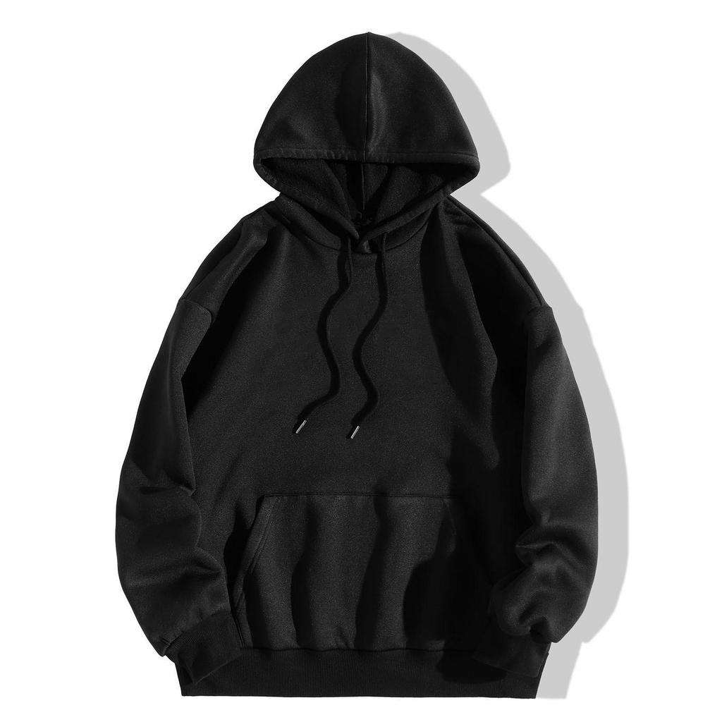 2023 Autumn/Winter Fleece-Lined Thick Hoodie - Unisex European/American Loose Fit, Plain Color.
