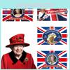 Aniversario 70 de la Reina Isabel II Bandera Union Jack Tapiz Poliéster Material de Primera Calidad 90*150cm