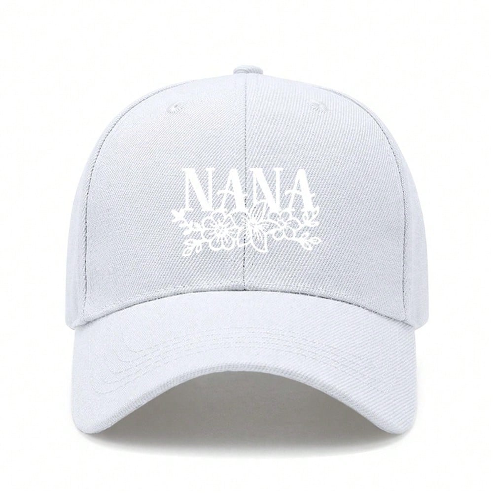 Black Baseball Cap - Letter "NANA" Print Polyester Adjustable Breathable Curved Brim Sun Protection Casual Outdoor Sports For Grandma Gift