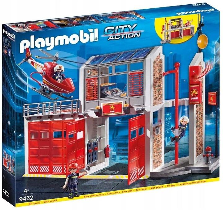 Playmobil Duża Remiza Strażacka 9462 Helikopter Efekty Dźwiękowe Strażak