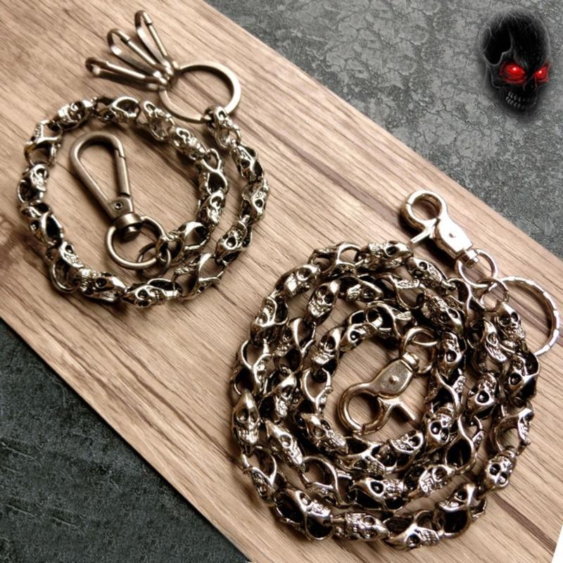 Biker-Decor Skull Wallet Chain with Hook Snap Closure Punk Skull Trouser Chain Hip-hop Cool Style Pant Chain Ornament