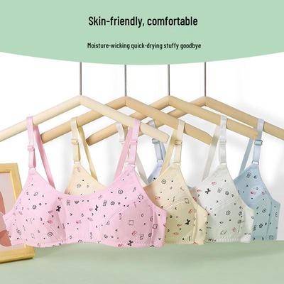 Sutiã de Algodão Estampado de Botão Duplo Ajustável para Meninas do Ensino Fundamental
