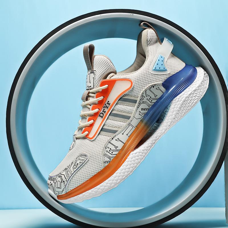 

Летняя новая сетчатая повседневная спортивная обувь мужская большого размера корейская версия модных кроссовок на платформе трендовые папины кроссовки 46 бежевый