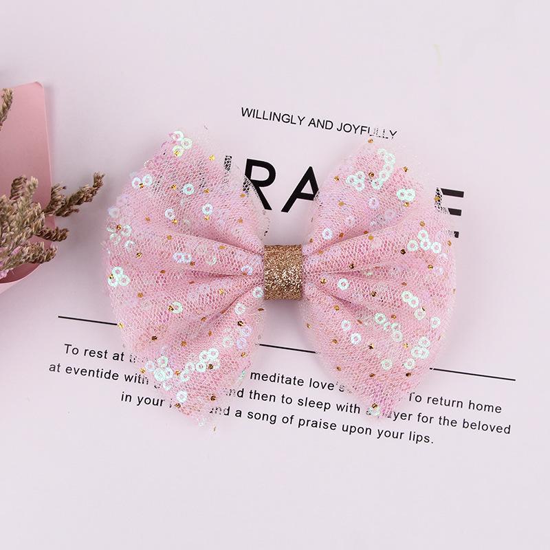 New Chic Princess Lace Hair Clips Bling Netting Sequins Bow Hairpins Glitter Knot Hair Bow Sweet Head Wear Girls Accessories