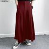 INCERUN Men Casual Zip-up High Waist Long Pleating Wide Legs Pants Trousers