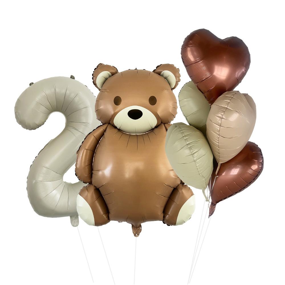 Matte Bear Aluminum Film Balloon Set Love Digital Children'S Birthday Party Decoration Decoration Bear Birthday Party