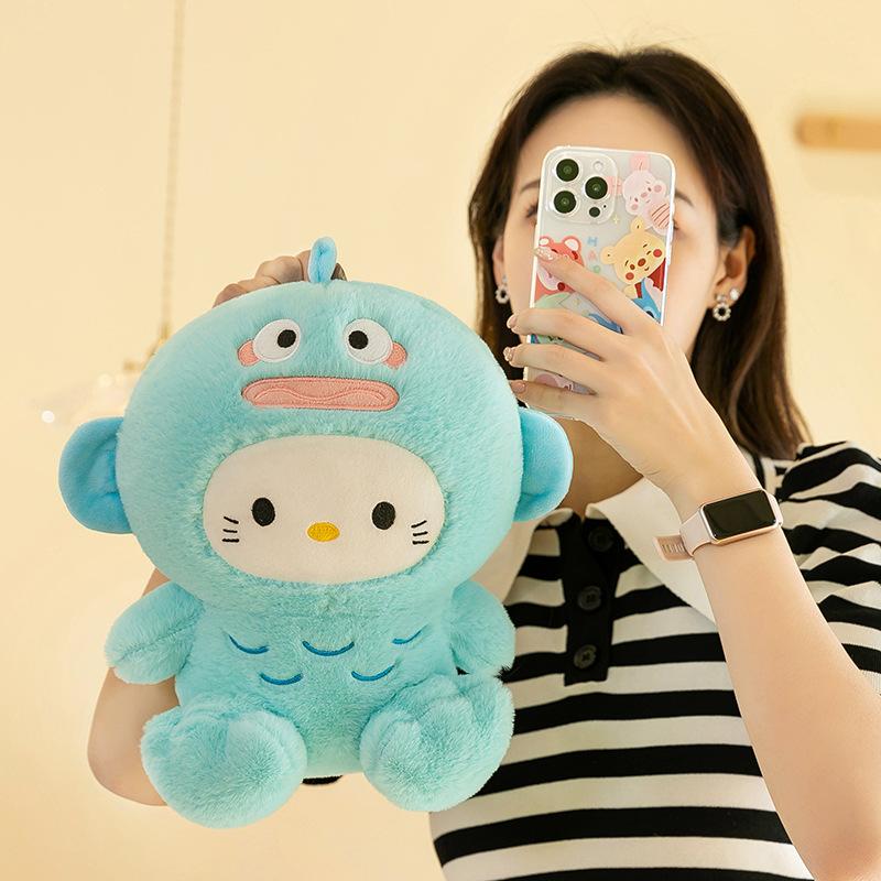 Creative new ugly fish Hanton transformed into kt cat jade cinnamon dog plush toy mermaid doll children's gift