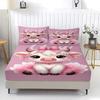 Cute Kawaii Cow Fitted Sheet Set 1 Fitted Sheet + 2 Pillowcases Whimsical Pink Tutu Bedding Set Soft Kids Bedroom Decor