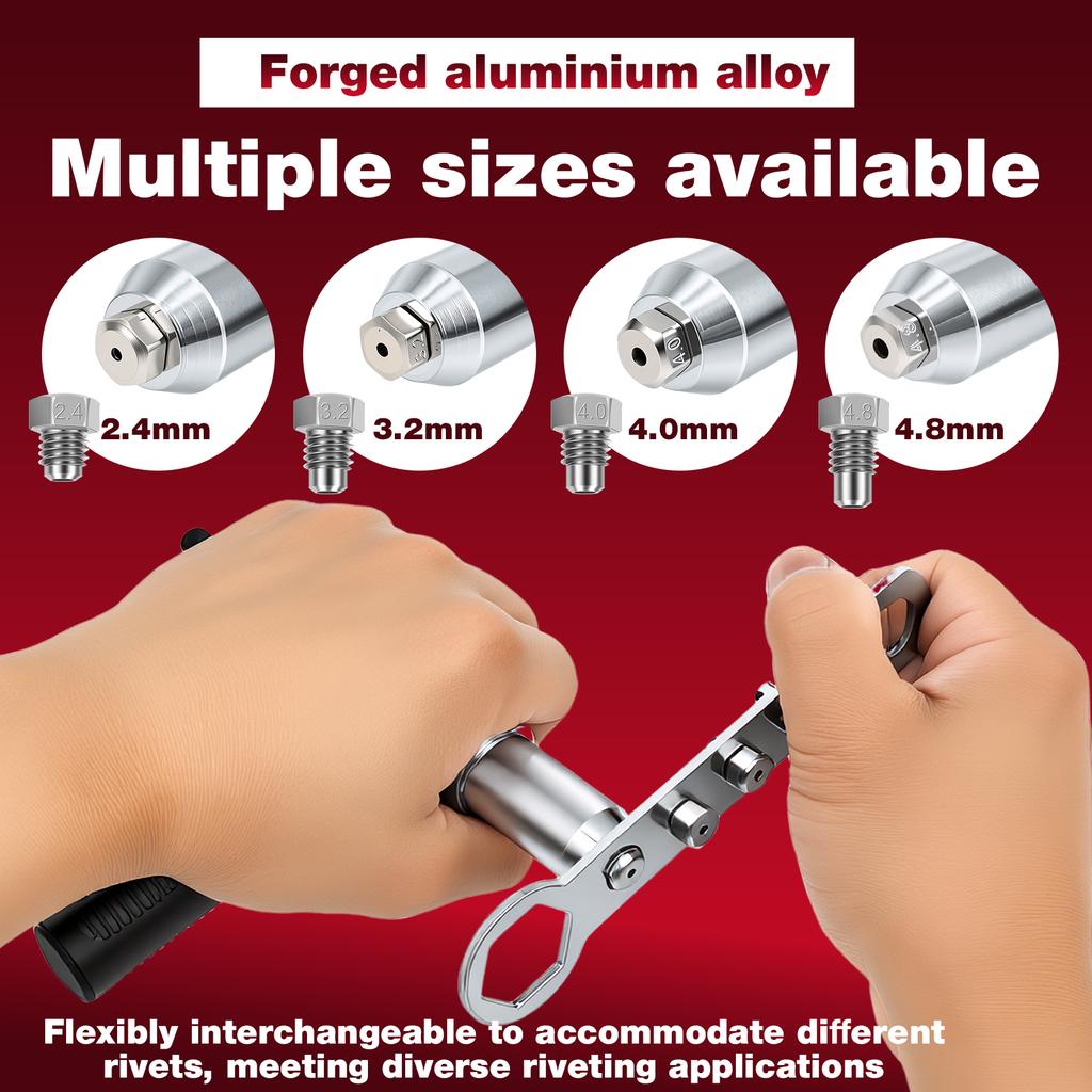 Pop Rivet Gun Adapter Kit Rivet Drill Attachment with 4 Rivets Heads 2.4mm 3.2mm 4.0mm 4.8mm Cordless Electric Drill Riveter Ins