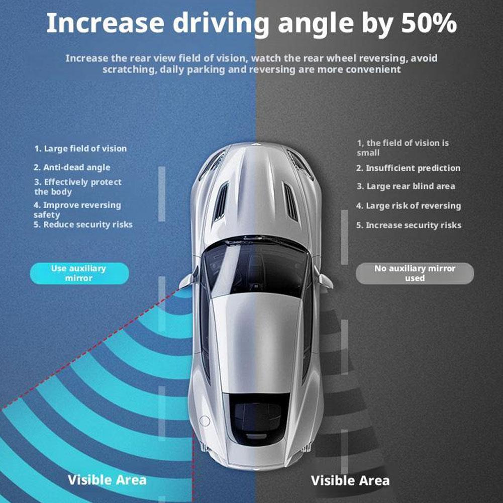 1pair Car Blind Spot Mirror 360° Blind Spot Mirror Adjustable Rotatable Convex Wide-angle Clear Rearview Safety Mirror Accessori