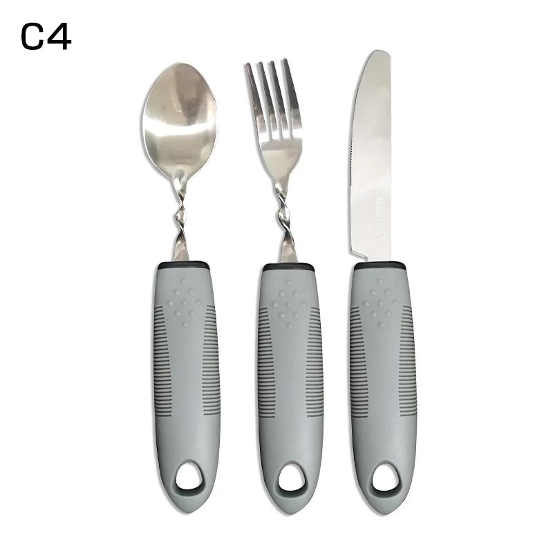 3/4/5Pcs/Set Elderly Adaptive Utensils Disabled Bendable Feeding Dinnerwares Parkinsons Self Training Spoon Fork Tableware
