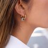 Light Luxury High-end 18K Gold, Color-matching White Zirconium Ring Buckle Earrings Jewelry
