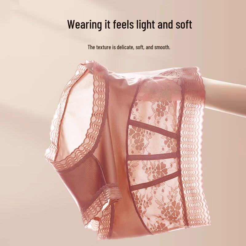 Women's High-Waist Lace Ice Silk Underwear 3-Pack