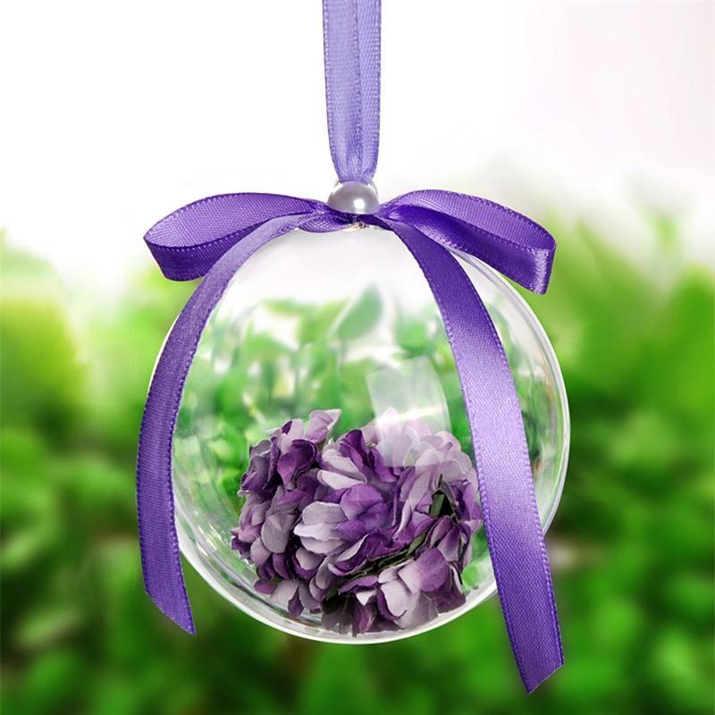 5pcs Transparent Ball Christmas Tree Pendant Xmas Hanging Decoration Candy Confetti Gift Box Holder