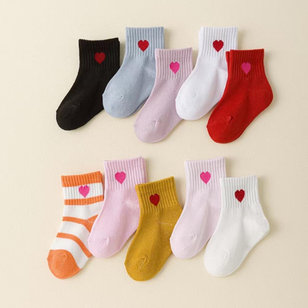 10/5 Pairs Kids Socks Trendy New Classic Bear All Season Crew Socks Student Baby Socks Children Mid-Calf Socks