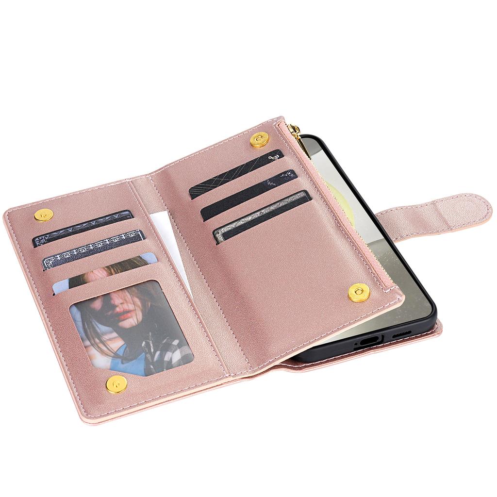 Custodia a Portafoglio Lusso a Tracolla in Pelle a Libro con Slot per Carte Magnetiche per Samsung S26 Ultra S25 Plus S24 S23 A36 A56 Tasca con Cinturino