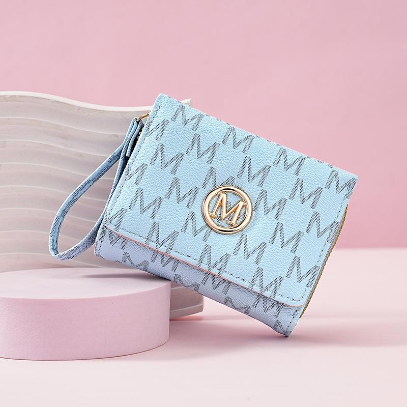 Women's Short Wallet with Three Fold Zipper and Small Wallet, Simple and Fashionable with Old Pattern Card Bag