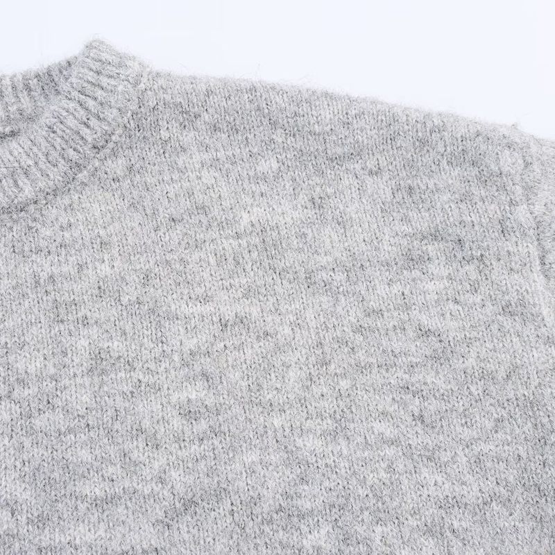 Kaslead New Women Clothes Western Style Round Neck Half Zipper Pullover Knit Sweater Short Skirt Sets