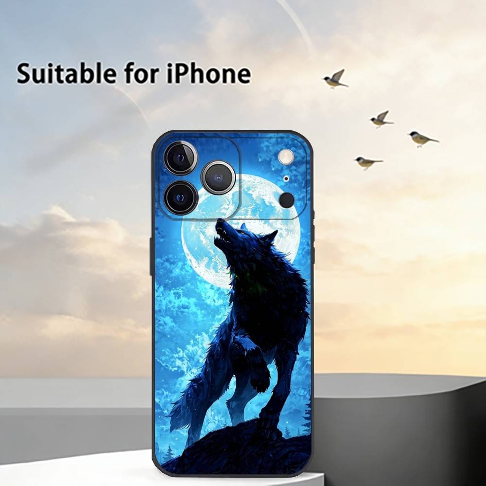 Moon Roaring W-Wolf Phone Case Silicone Soft For IPhone 17 16 15 14 13 12 11 X XR Plus Pro Max Plus