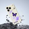For iPhone 17 Pro Case Purple Butterfly Pattern Printing Straight Edge TPU Phone Back Cover