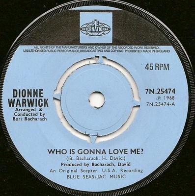7-inch Plaat DIONNE WARWICK - Who Is Gonna Love Me? 7N25474 Pye Internation 1968 VK Soul/Funk Gebruikt