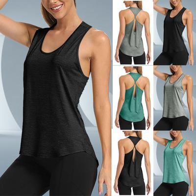 Women's Cross Back Backless Yoga Workout Tops Racerback Sleeveless Running Tank
