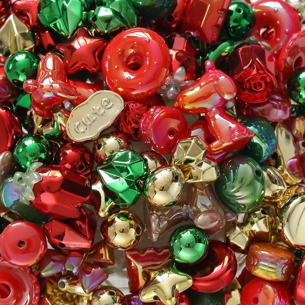 

Акриловые бусины смешанных цветов 12~50 мм Бусины для изготовления ювелирных изделий Случайные бусины для браслетов DIY Поделки Christmas Series