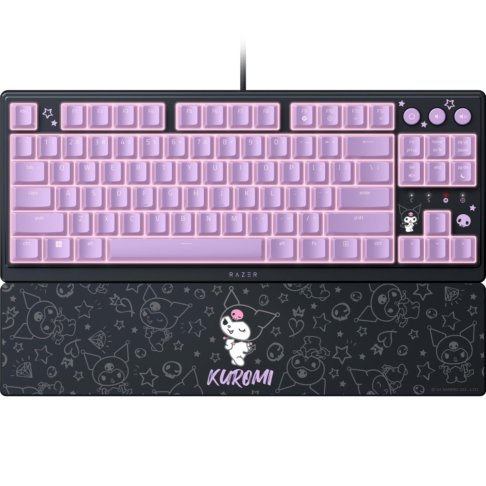 

Razer Ornata V3 Tenkeyless Kuromi A keyboard with mechanical membrane switches for a satisfying dedicated backlit media Chroma RGB and a wrist Also