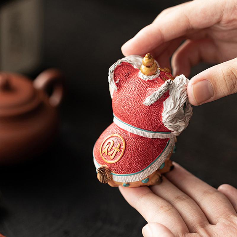Color-Changing Tea Pet, Lion Dance, Auspicious Tea Table Decoration, Lion Dance,  Chinese Style Home Tea Pet, Lucky Doll
