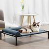 Breathable Raised Dog Bed Outdoor Cooling Pet Cot With L Shape Pillow Steel Frame Chew Resistant Washable For Medium Dog