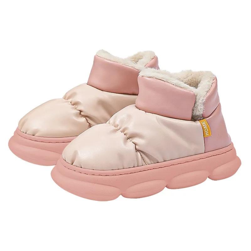 Módní Comwarm Kožešinové Sněhule Pro Ženy Módní Silná Platforma Zimní Boty Plyšová Bavlněná Obuv Vnitřní Venkovní Vodotěsné Teplé Domácí Boty
