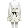 Gepunktetes Flauschiges Trägerloses Kleid Vintage Slim Fit Sexy Robe Rückenschleife Rückenfrei Schulterfrei Mode Elegant Damen Kurze Kleider