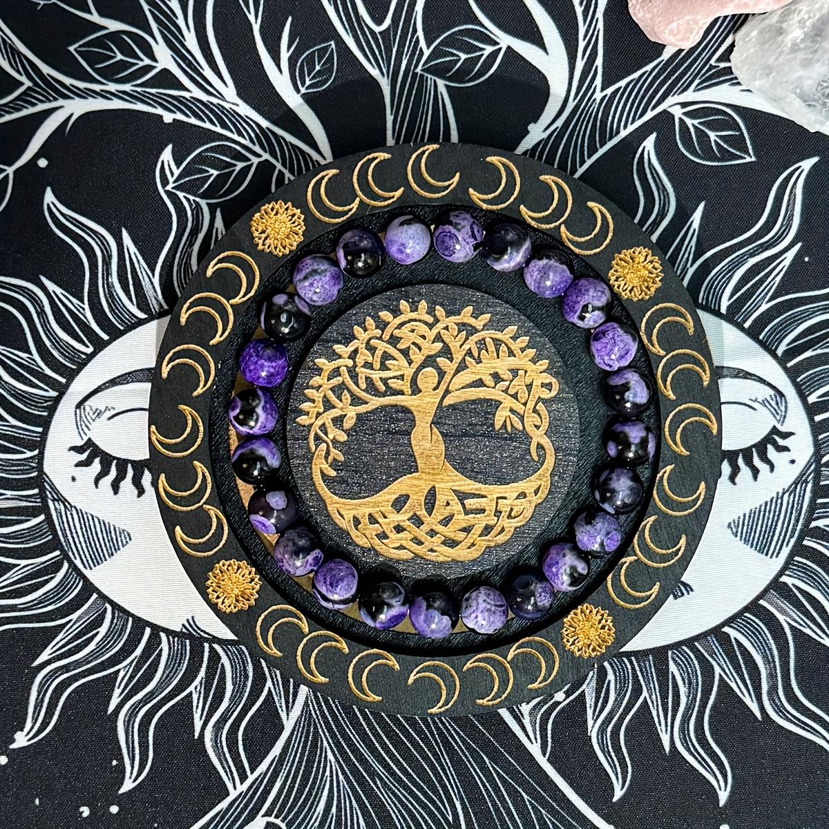 

1 шт./ Богемский винтажный браслет из огненного агата фиолетового цвета, эластичный браслет с бусинами, мужские и женские украшения для повседневной носки, праздничный подарок-благословение 18cm