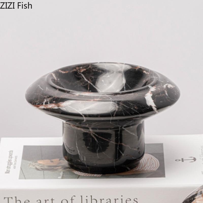 Naturalny Marmur Okrągły Wazon Doniczki Dekoracja Biurka Kompozycja Kwiatowa Nowoczesne Rzemiosło Wazony Kwiatowe Estetyczny Wystrój Pokoju